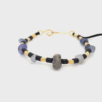 RAW DIAMOND, BLUE SAPPHIRES & YELLOW GOLD BRACELET