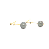 CHAMPAGNE DIAMONDS, TAHITI PEARLS & YELLOW GOLD EARRING