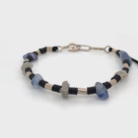 RAW DIAMONDS, SAPPHIRES & WHITE GOLD BRACELET