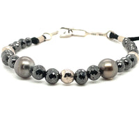 BLACK DIAMOND BEADS, TAHITIPEARLS & 18K WHITE GOLD