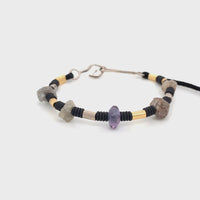 RAW DIAMONDS, POLISHED SAPPHIRE, WHITE & YELLOW GOLD BRACELET
