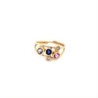 18K YELLOW GOLD, MULTI COLORED SAPPHIRES & DIAMONDS