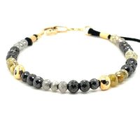 MULTI COLORED DIAMOND BEADS & 18K YELLOW GOLD