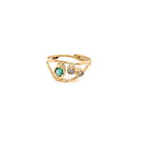 RAW INSERTET EMERALD & DIAMOND RING
