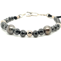 BLACK DIAMOND BEADS, TAHITIPEARLS & 18K WHITE GOLD
