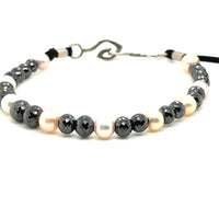 BLACK DIAMOND BEADS, WHITE GOLD & PEARLS