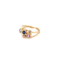 18K YELLOW GOLD, MULTI COLORED SAPPHIRES & DIAMONDS