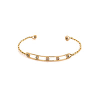 DIAMONDS & TWISTED 18K YELLOW GOLD BANGLE
