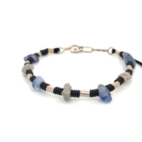 RAW DIAMONDS, SAPPHIRES & WHITE GOLD BRACELET