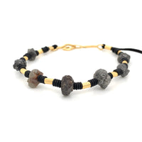 RAW, BLACK DIAMONDS & YELLOW GOLD BRACELET