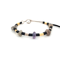 RAW DIAMONDS, POLISHED SAPPHIRE, WHITE & YELLOW GOLD BRACELET
