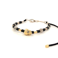 SKULL W. DIAMONDS, WHITE & YELLOW GOLD BRACELET