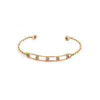 DIAMONDS & TWISTED 18K YELLOW GOLD BANGLE