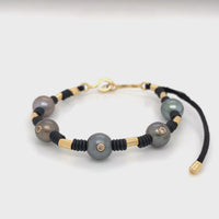 DIAMONDS, TAHITI PEARLS & YELLOW GOLD BRACELET