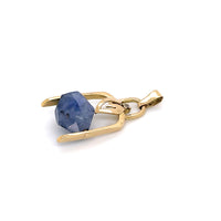 BLUE, FACETED SAPPHIRE, DIAMOND & YELLOW GOLD PENDANT