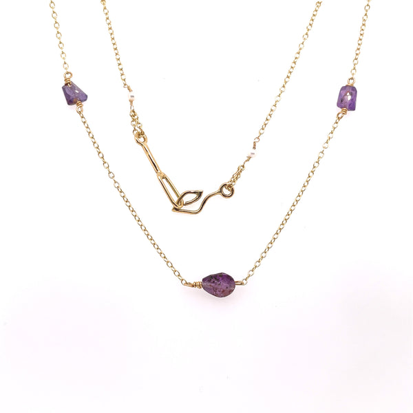 SAPPHIRES, PEARLS & YELLOW GOLD NECKLACE