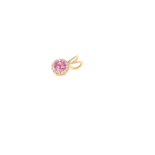 PINK, FACETED SAPPHIRE, DIAMONDS & YELLOW GOLD PENDANT