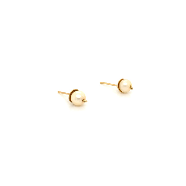 WHITE PEARLS & YELLOW GOLD EARRINGS
